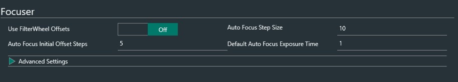 Autofocus Curve Basic Settings