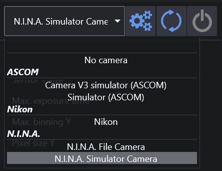 Camera Simulator Selection
