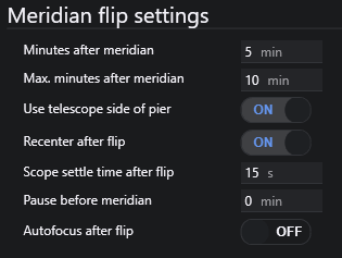 Automated Meridian Flip Settings
